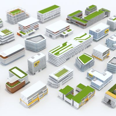 现代办公楼_多层办公楼_产业园_屋顶绿化办公楼_教学楼_校园