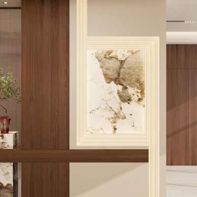 宋式 中古风 斯卡帕叠级 潘多拉岩板 无主灯 洞石 玄关