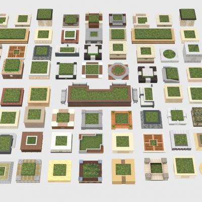 现代景观座椅_景观树池_方形树池