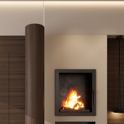 意式 中古风 内嵌 壁炉 无主灯 灯带地台 玄关