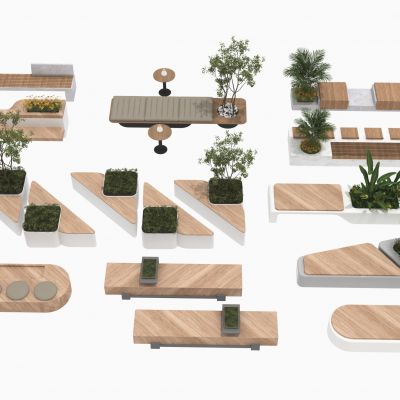 现代景观座椅_商业外摆_组合座椅_组合花箱_景观树池_树池座椅