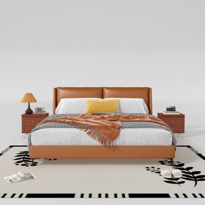 现代双人床 床头柜