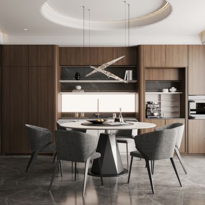  现代简约餐厅 圆餐厅 圆餐桌椅
