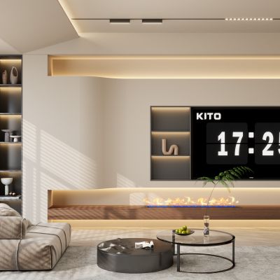 意式 中古风 户型造型 内嵌电视 线性灯 无主灯 磁吸灯 电视墙