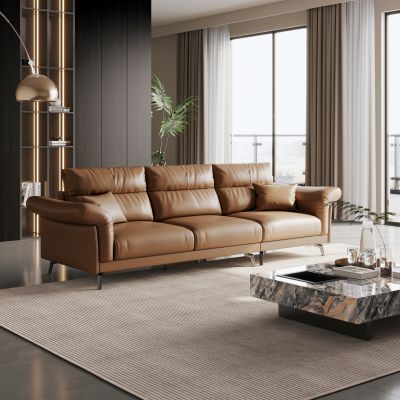 意式轻奢沙发  现代简约沙发 皮质沙发 多人沙发