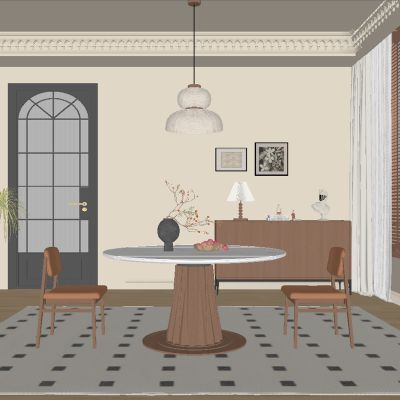 中古风餐厅 餐桌椅