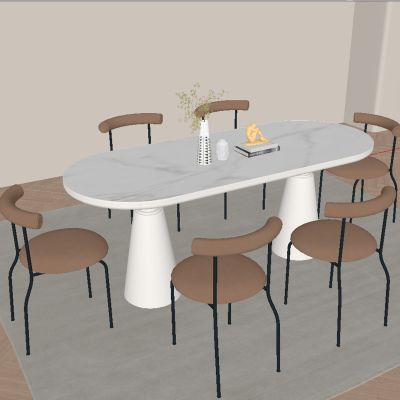 现代长餐桌椅组合