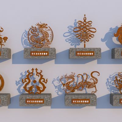 中式龙纹剪影雕塑 耐候钢龙纹雕塑