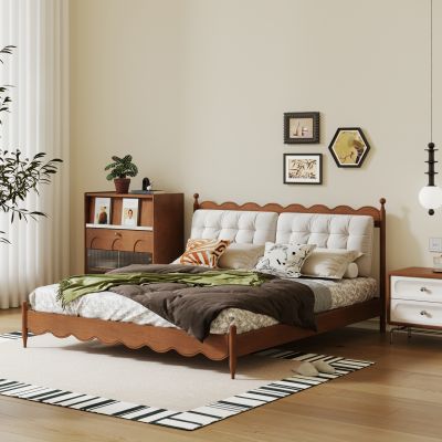 法式复古风双人床 实木双人床 实木床头柜