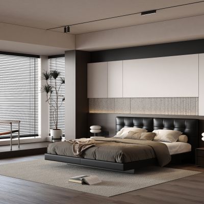 现代家居卧室 黑白主卧 飘窗卧室 无主灯卧室3D模型