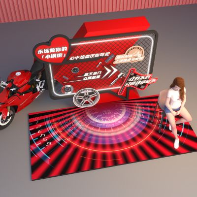 合影墙 打卡区 网红墙 拍照区 赛车 人物