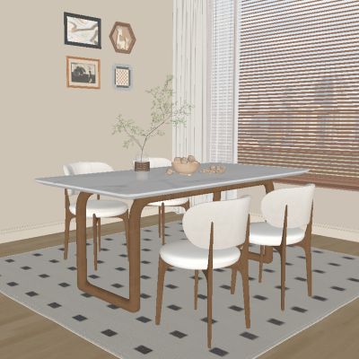 现代中古风餐桌椅组合