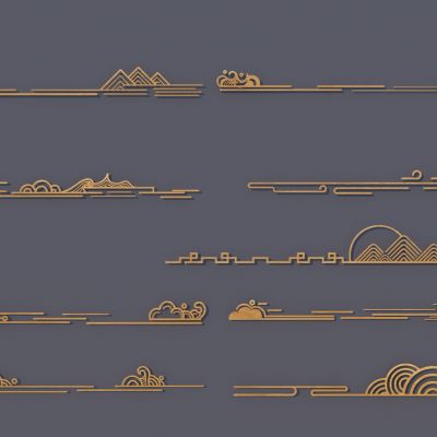 新中式中式挂件 线条山水祥云