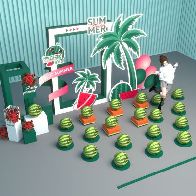 美陈布置 西瓜 打卡区 套圈 拍照区