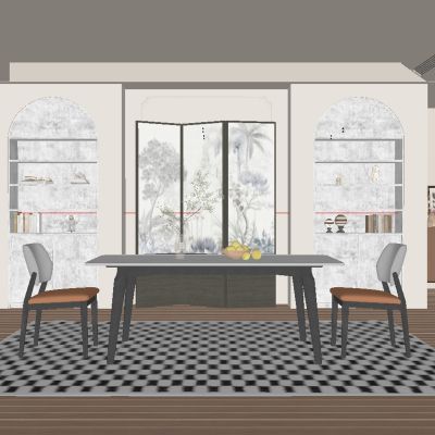 中古风餐厅 餐桌椅