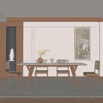 中古风餐厅 餐桌椅