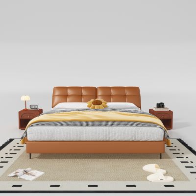 现代双人床 床头柜组合