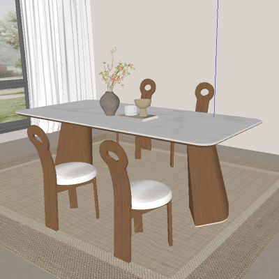 现代长餐桌椅组合