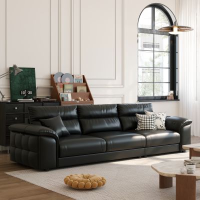 现代复古风沙发 皮质沙发 多人沙发