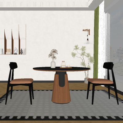 现代中古风餐厅 餐桌椅