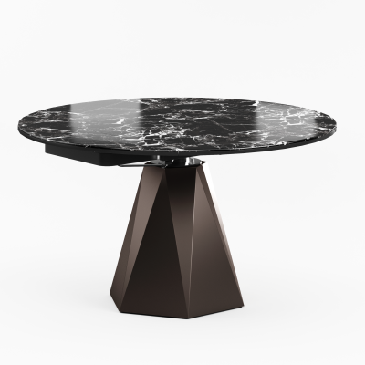 现代轻奢圆餐桌 圆拉伸餐桌 功能餐桌