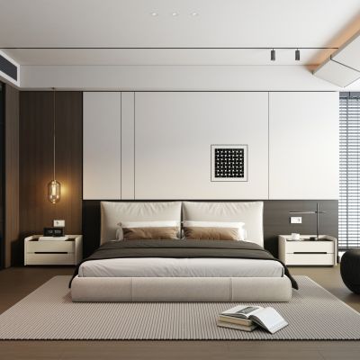 现代简约卧室 飘窗卧室 意式卧室 无主灯卧室3D模型