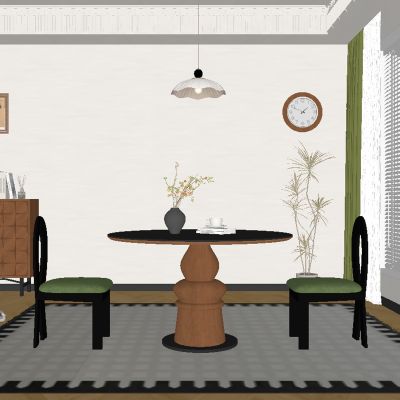 现代中古风餐厅 餐桌椅