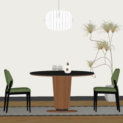 现代中古风餐厅 餐桌椅