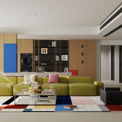 现代多巴胺客餐厅 横厅 大平层 巴豪斯客餐厅