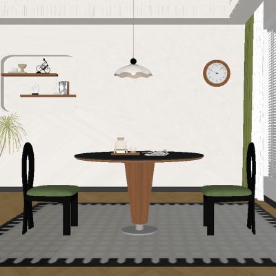 现代中古风餐厅 餐桌椅