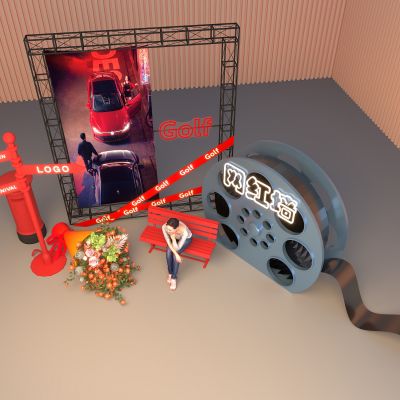 网红墙 合影墙 美陈打卡区3D模型