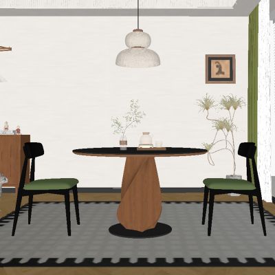 现代中古风餐厅 餐桌椅