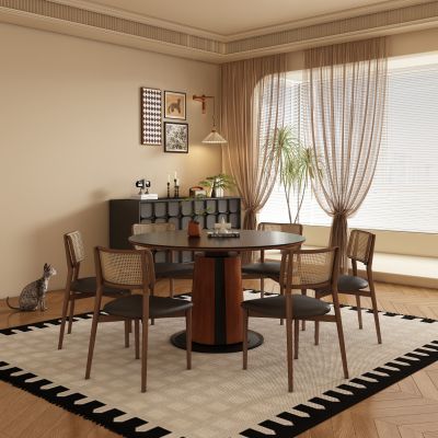 中古风餐厅 餐桌椅3D模型