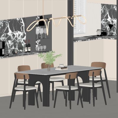 现代轻奢餐厅 餐桌椅