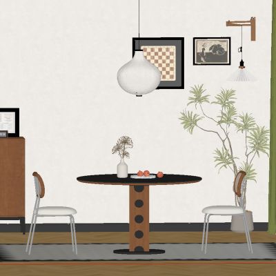 现代中古风餐厅 餐桌椅