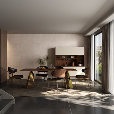 现代中古风餐厅 餐桌椅