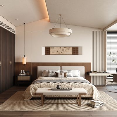 新中式卧室 宋式卧室 飘窗卧室