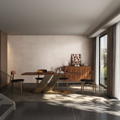 现代中古风餐厅 餐桌椅