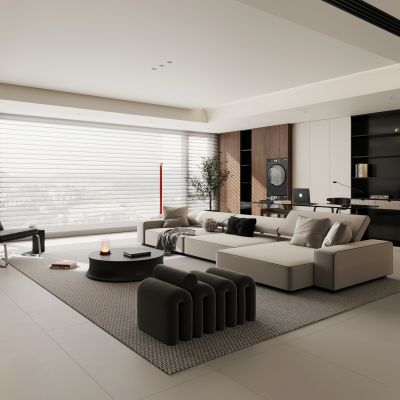 意式简约客餐厅 极简客餐厅 横厅 大平层