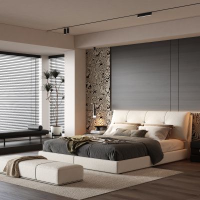 意式极简卧室 现代极简卧室 飘窗卧室 主卧 