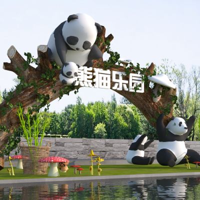 熊猫主题儿童公园入口 动物公园