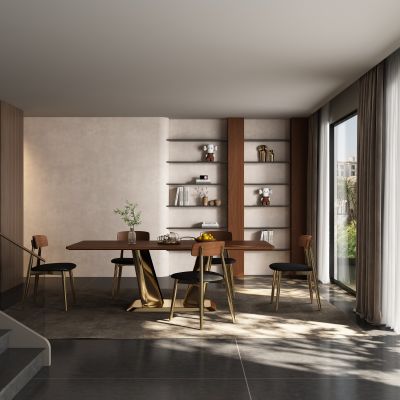 现代中古风餐厅 餐桌椅