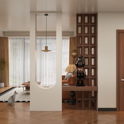 中古风玄关过道 隔断