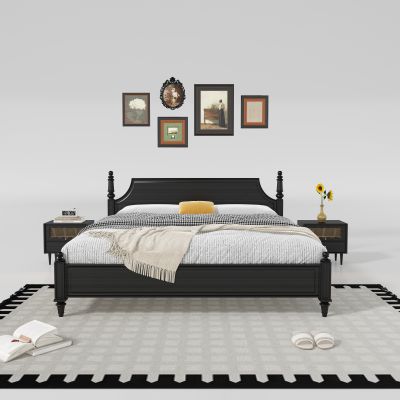 现代中古风双人床