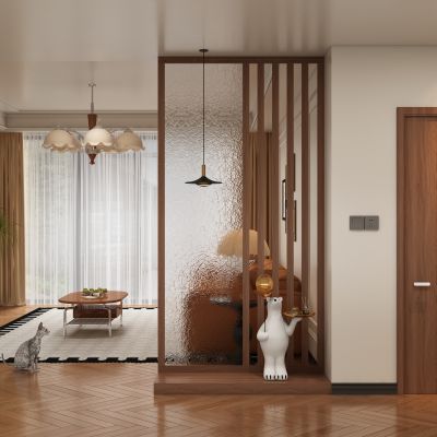 中古风玄关过道 隔断