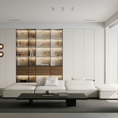 现代极简客餐厅 黑白客餐厅 横厅 大平层