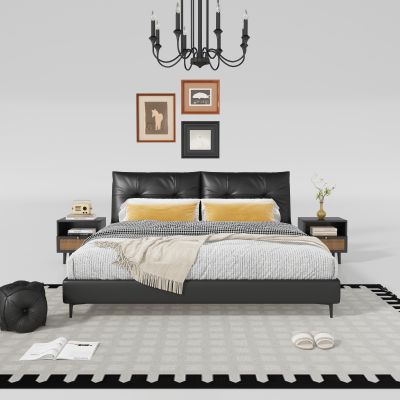 现代双人床 床头柜