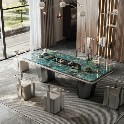 现代轻奢茶桌椅 成品茶桌椅 大理石茶桌