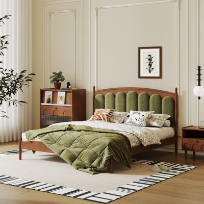 法式复古风双人床 实木双人床 床头柜 成品双人床