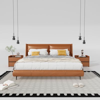 现代双人床 床头柜